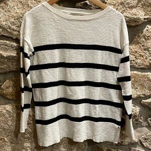 Loft Lightweight Knit Sweater with Navy Stripes women's size XS